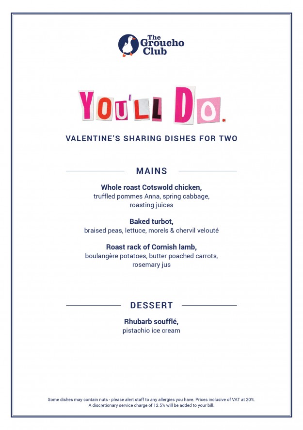Valentine's Day Menu 2017